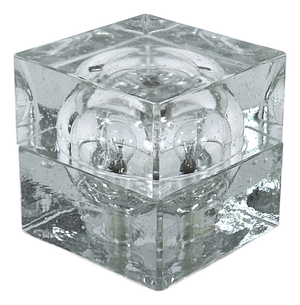 Mid-Century Modern Hand-Blown Ice Glass Cube Table Lamp from Wila, Germany, 1970s