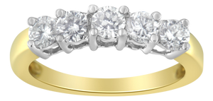 14KT Two Toned Gold 5 Stone Diamond Ring (1 cttw, H-I Color, SI1-SI2 Clarity) - Size 7