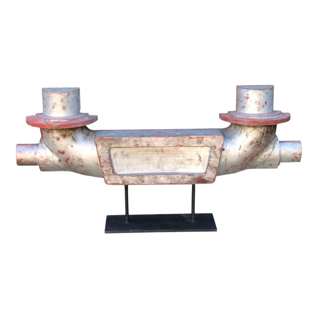 Industrial Chic Steampunk Carved Wood Art Deco Sculpture For Sale