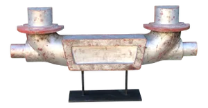Industrial Chic Steampunk Carved Wood Art Deco Sculpture