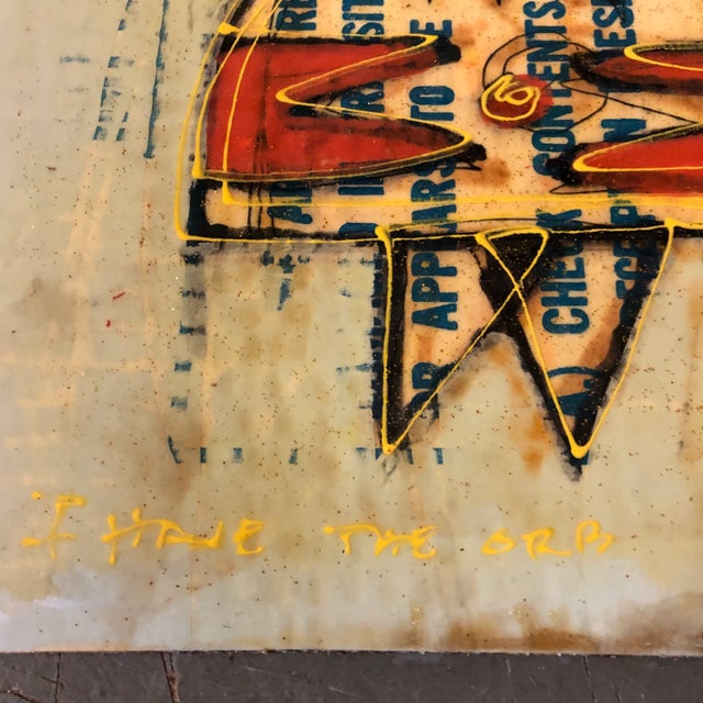 Contemporary Original Contemporary Wayne Cunningham Abstract Painting/Collage “i Have the Orb” Signed For Sale - Image 3 of 6