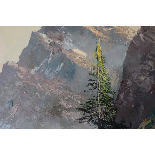 Vintage Snow-Capped Mountains & Lake Landscape Painting For Sale In San Francisco - Image 6 of 14