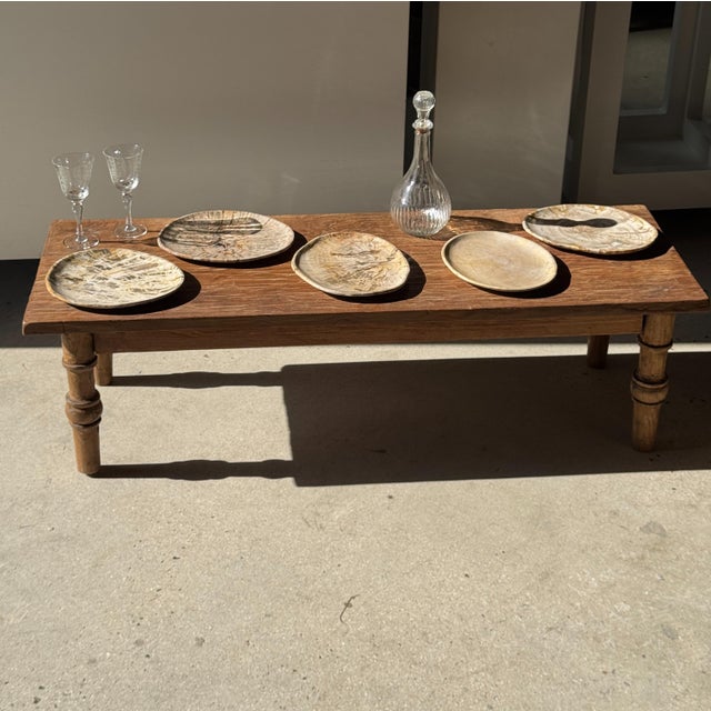 Small Trinket Tray or Dish in Beige Petrified Wood with Small Black Heart-Shaped Circles D21-25 -3314 For Sale - Image 9 of 18