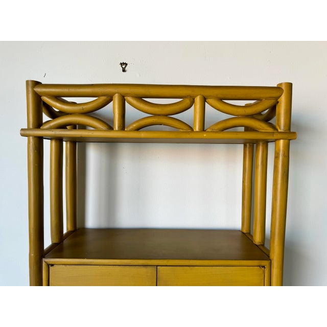Mustard Mid-Century Bent Rattan Bookcase For Sale - Image 8 of 12