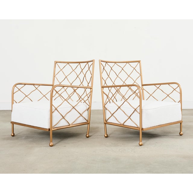 Pair of Maison Jean Royere Style Croisillion Armchairs For Sale - Image 4 of 18