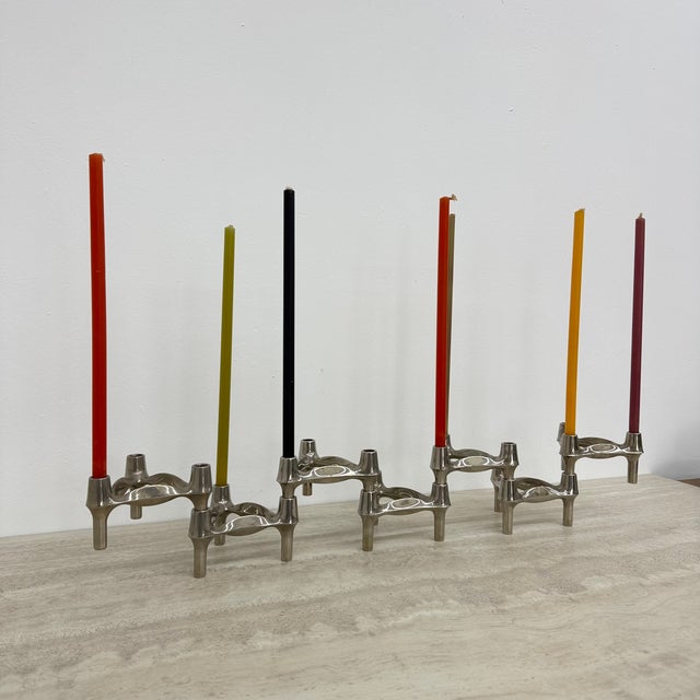 Large Candlesticks by Fritz Nagel and Ceasar Stoffi for BMF, 1970s, Set of 7 For Sale - Image 11 of 18