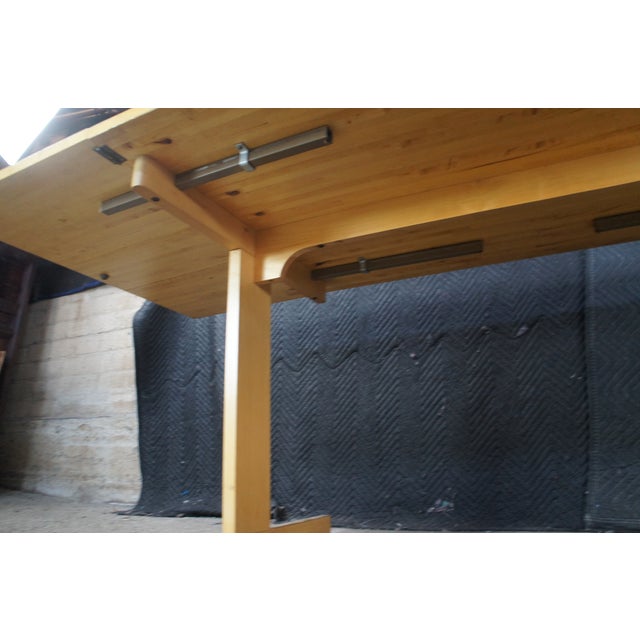 Wood Mid Century Modern Beech Drop Leaf Dining Breakfast Conference Table For Sale - Image 7 of 13