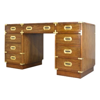 Mid Century Campaign Partner Desk by Bernhardt For Sale