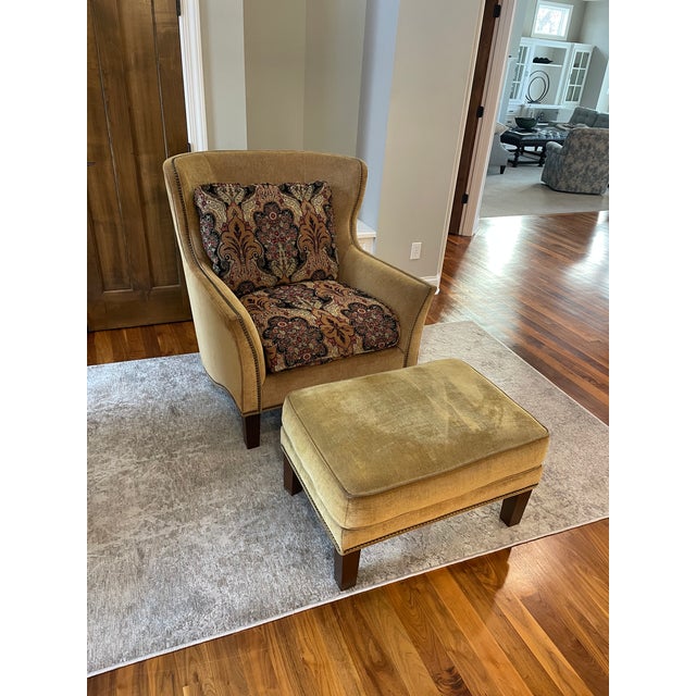 Candace Olson Chair and Ottoman with Traditional Style and a Hint of the unexpected. Beautiful chair with down filled...