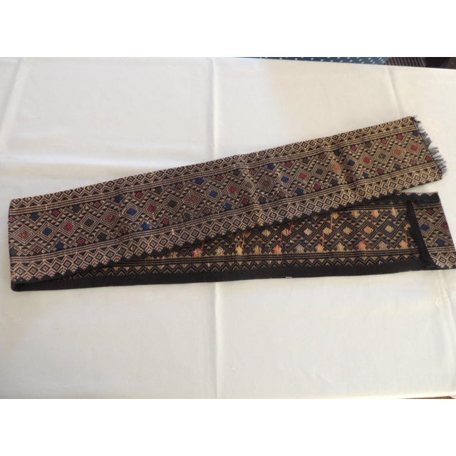 Vintage Gold and Red Woven Silk Trim From Laos Size: 6.5”W x 58” Long