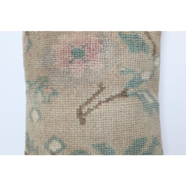 Tan Handmade Turkish Lumbar Rug Pillow Cushion -12'' X 20'' For Sale - Image 8 of 11