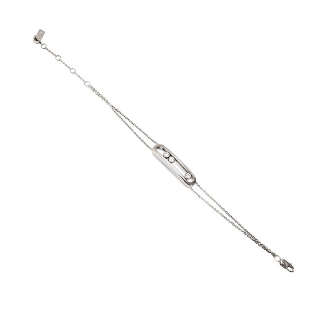 Modern Messika Paris Move Classique Large Model 18k White Gold 0.25ctw Bar Bracelet For Sale - Image 3 of 10