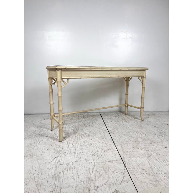 Vintage Faux Bamboo Chinese Chippendale Console Table For Sale - Image 4 of 9