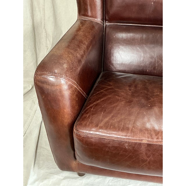 1990s Baxter Italian Brown Leather Club Armchair – Modern Sculptural Lounge Chair For Sale - Image 4 of 14