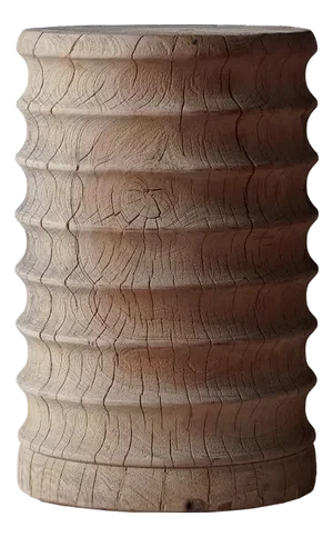 Matthew Izzo Home Hand Carved Ribbed Teak Wood Side Table