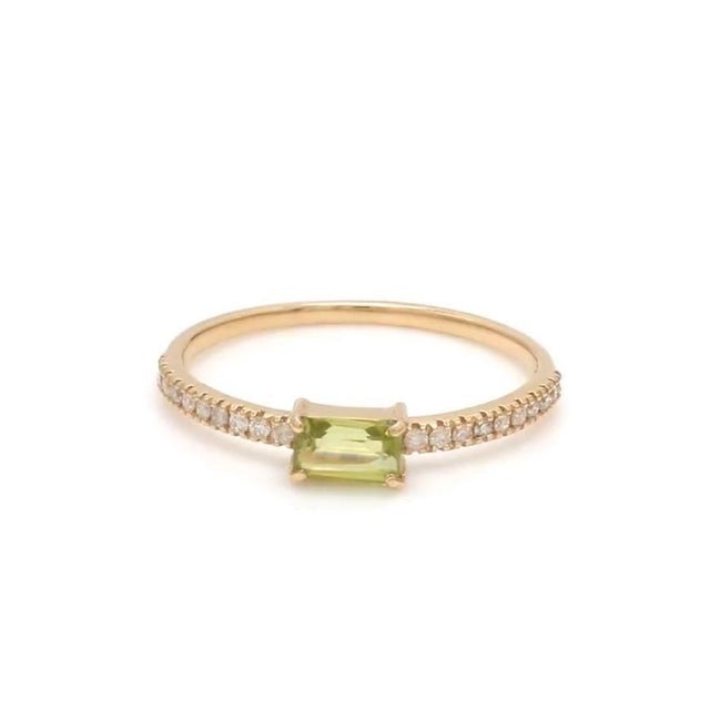 Gemstone Natural 0.35 cts Peridot & 0.14 cts diamond ring in 14k gold For Sale - Image 7 of 18