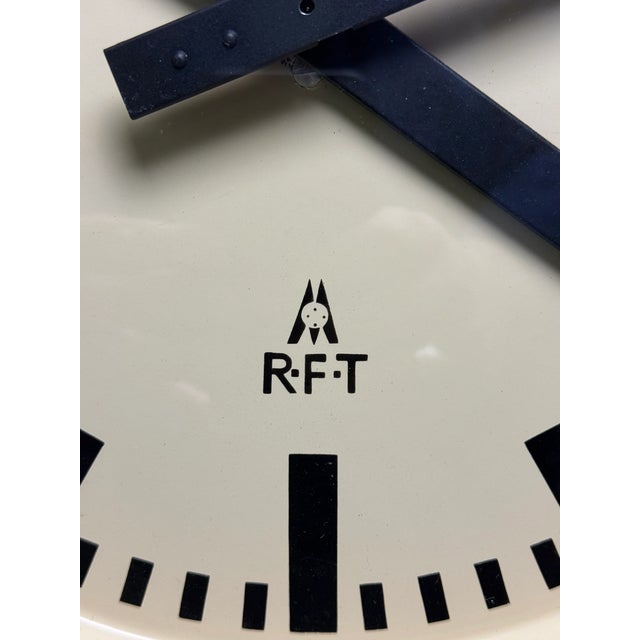 Metal Vintage East German Industrial Factory Clock from RFT, 1950s For Sale - Image 7 of 8