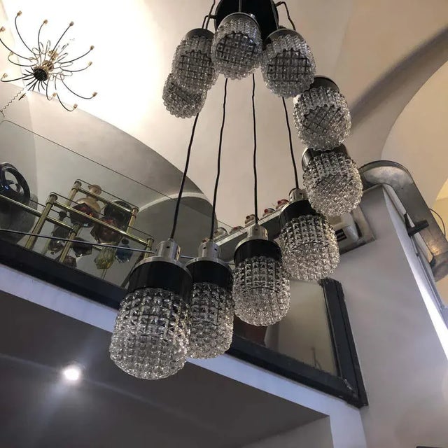 Mid-Century Modern Ten Lights Cascading Chandelier, Circa 1970 For Sale - Image 10 of 13