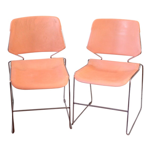 Pair of 1970s Thomas Tolleson Krueger Chairs in Salmon Pink For Sale
