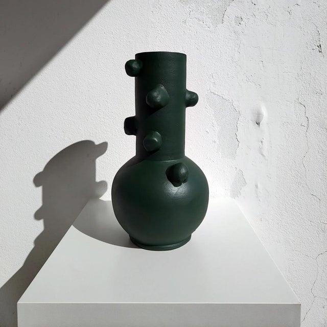 Popcorn Jar Up Sculpture in Ceramic by Liliana Silva. Signed by Liliana Silva. Dimensions: W 23 x D 23 x H 37 cm....