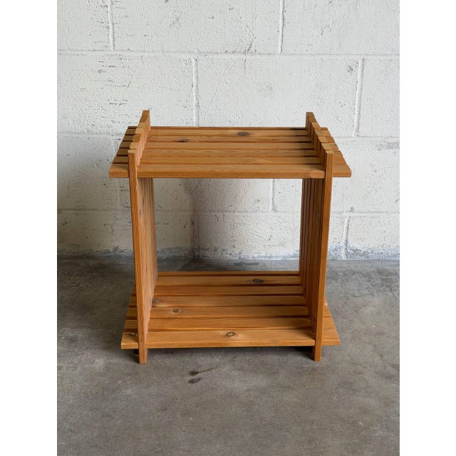 Mid-Century Modern Pine Slatted Open Cube Storage Side Table Swedish Mid-Century Modern 1970s For Sale - Image 3 of 12