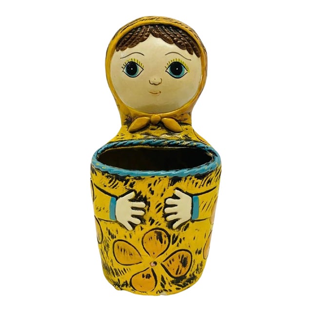 Pride Creations Papier Mache Babushka Doll Wall Pocket Japan, 1960 For Sale