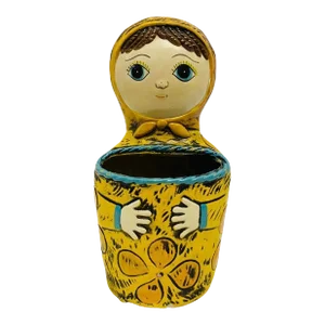 Pride Creations Papier Mache Babushka Doll Wall Pocket Japan, 1960