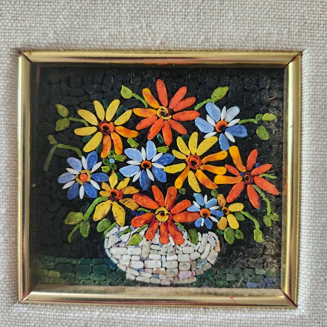 Gorgeous Savelli Roma Micro Mosaic Art Work. The gold frame enhances the tiny glass mosaic's colors and makes them...