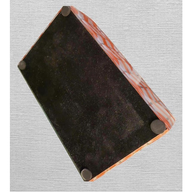 Glass Orange White Chevron Jewelry Storage Box Holder For Sale In West Palm - Image 6 of 6