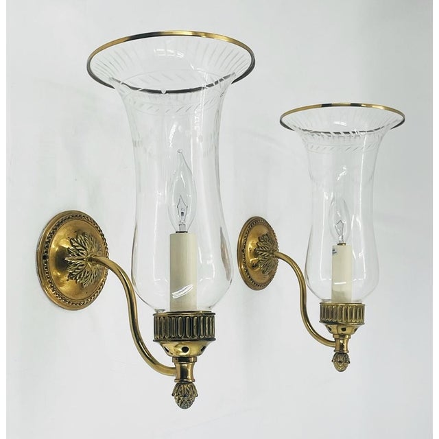 Charles Edwards 1990s Charles Edwards London Brass Hurricane Wall Sconces - a Pair For Sale - Image 4 of 18