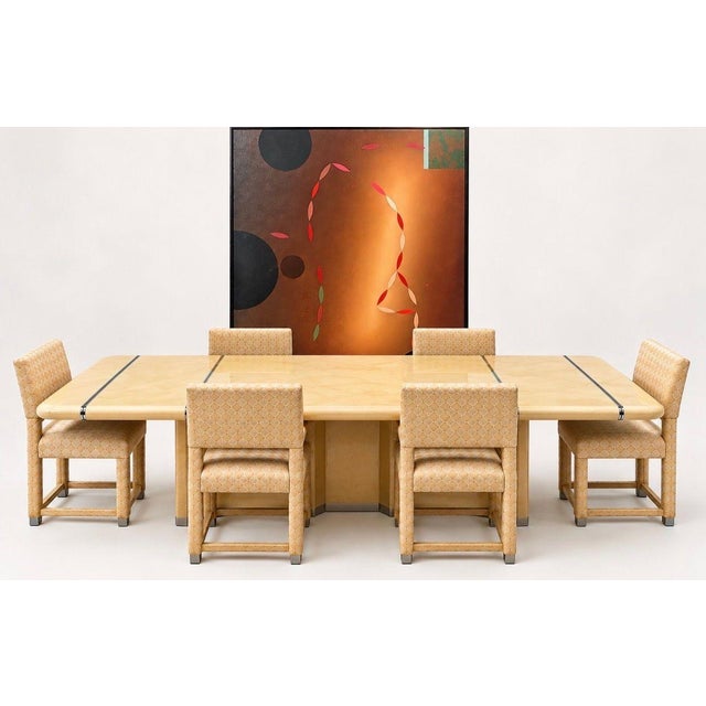 Cream Karl Springer Goatskin Bullnose Dining Table With Chrome, 1970 For Sale - Image 8 of 8