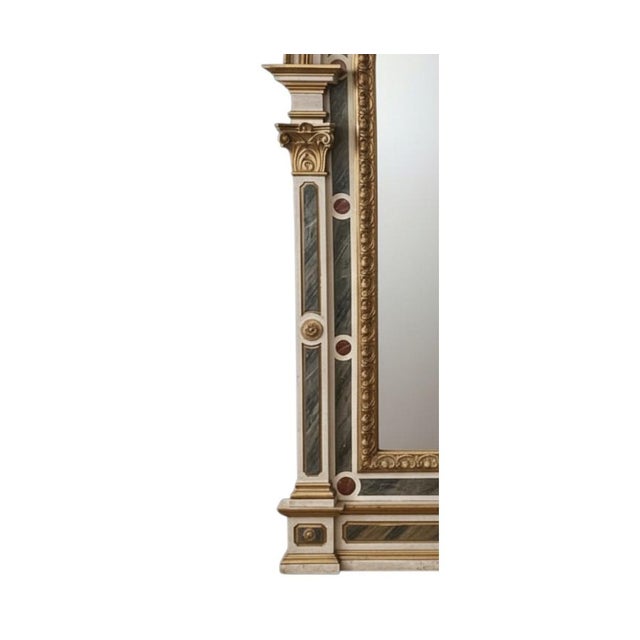 Late 18th Century Monumental Late 18th C. Italian Venetian Mirror W/ Faux Marble & Carved Giltwood For Sale - Image 5 of 9