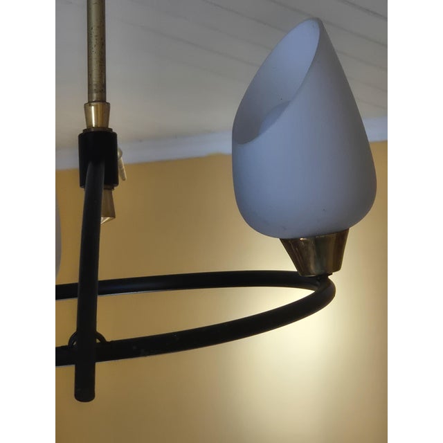 Mid-Century French 3-Light Chandelier attributed to Maison Arlus, 1950s For Sale - Image 6 of 8
