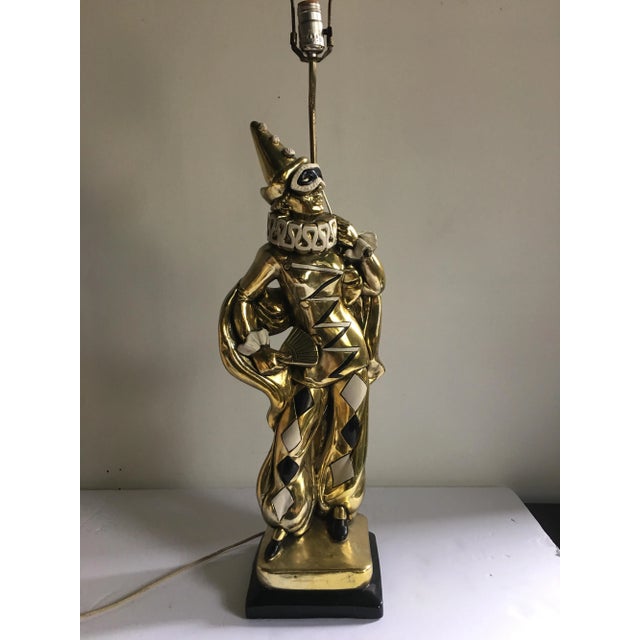 Midcentury Figural Jester Harlequin Plaster Table Lamp For Sale - Image 4 of 11