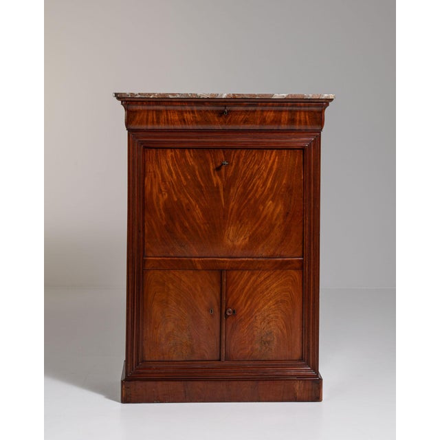 Chestnut 19th Century France Rich Mahogany Mahogany Secretaire Abattant For Sale - Image 8 of 10