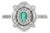 Art Deco Emerald & Baguette Diamonds Target Halo Ring in 14k White Gold Size 7 For Sale