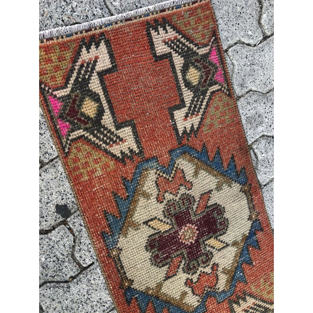 1960s Vintage Handmade Small Rug For Sale - Image 4 of 6