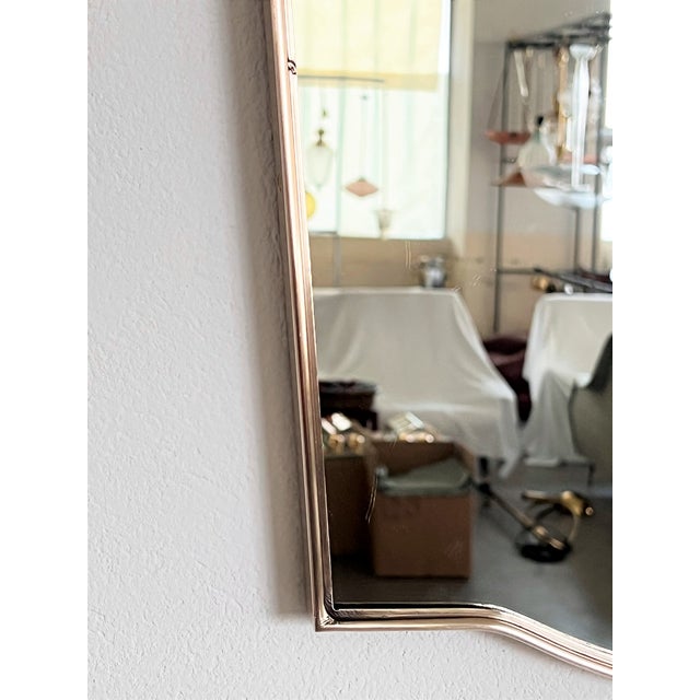 1950s Large Mid-Century Italian Wall Mirror with Brass Frame, 1970s For Sale - Image 5 of 10