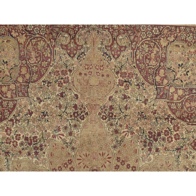 Antique Lavar Kerman Carpet, Fine Persian Oriental Rug Jewel Blue, Gold and Navy For Sale - Image 15 of 18