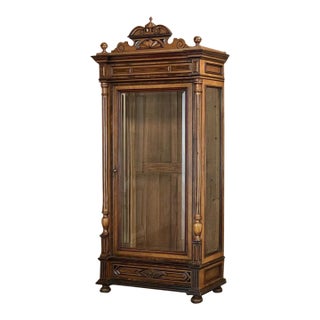 19th Century French Neoclassical Walnut Display Armoire ~ Bookcase For Sale