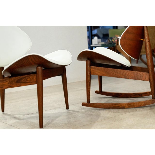 Seymour James Wiener for Kodawood Clam Shell Chairs Set – Rocker + 2 Lounge MCM 50's For Sale - Image 12 of 16