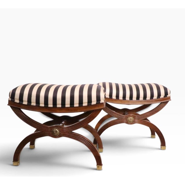 Wood Pr. Regency Revival Bench Ottomans For Sale - Image 7 of 17