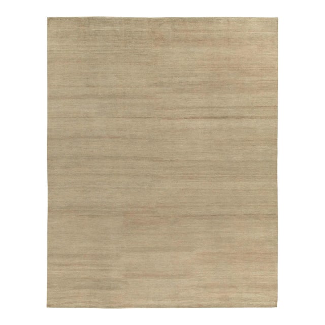 Hand-Knotted Contemporary Solid Beige-Brown Rug by Rug & Kilim For Sale