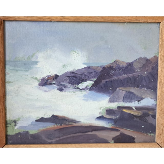 Early 20th Century Early 20th Century Rockport Seascape Oil Painting by Arthur J. Hammond For Sale - Image 5 of 13