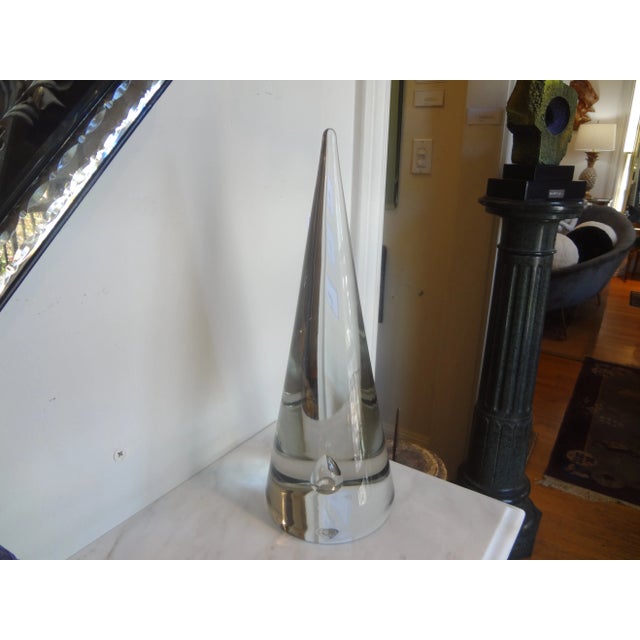 Mid 20th Century Murano Glass Geometric Sculpture Signed Barbini For Sale - Image 5 of 9