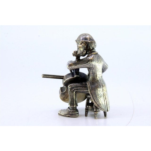 Silver Figure of Musician Playing the Cello For Sale - Image 4 of 7