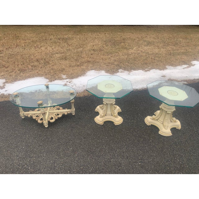 1970s 1970s Petite Regency Glass Top Gilt Wood Low Cocktail Table For Sale - Image 5 of 6