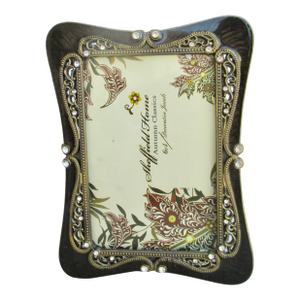 HollyWood Regency Rhinestone and Pearl Enamel Photo Frame