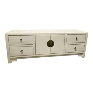 1980s Asian White Moonlight Tv Cabinet