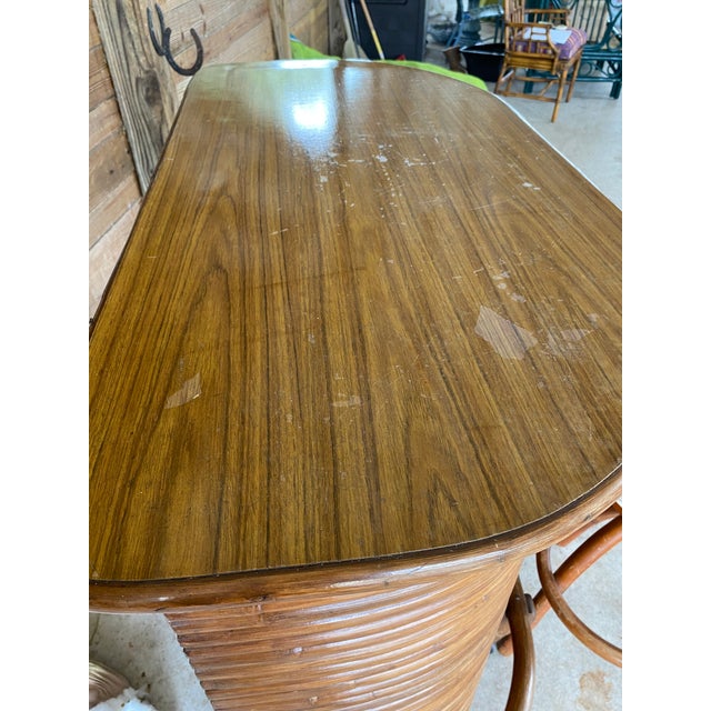 Vintage Paul Frankl Stacked Rattan Bar and Pair Stools Chairish